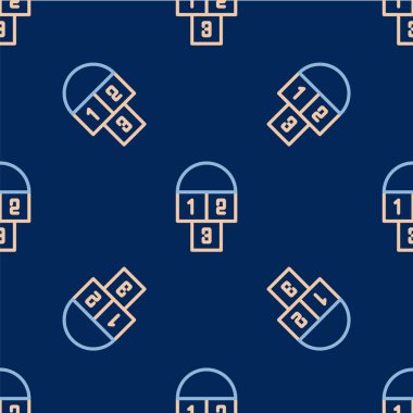 Seksek çizgisi simgesi mavi arkaplandaki kusursuz deseni izole etti. Çocuklar için asfalt kaplama çizimi. Vektör