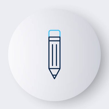 Silgi simgesine sahip satır kalem beyaz arkaplanda izole edildi. Çizim ve eğitim araçları. Okul sembolü. Renkli taslak konsepti. Vektör