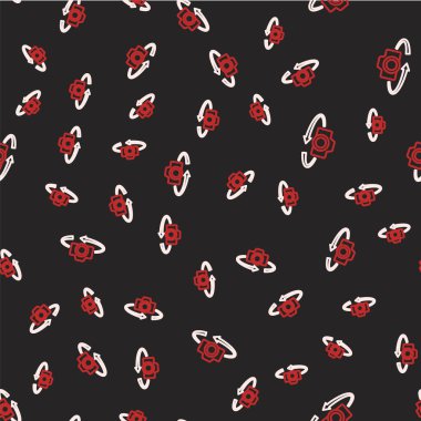 Çizgi 360 derece görünüm simgesi siyah arkaplanda izole edilmiş. Sanal gerçeklik. 360 derecelik açıyla. Panorama fotoğrafı. Vektör