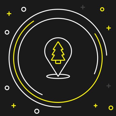 Çizgi Noel ağacı simgesi siyah arkaplanda izole edilmiş. Mutlu Noeller ve mutlu yıllar. Renkli taslak konsepti. Vektör