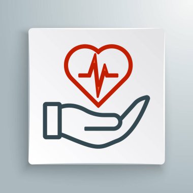 Çizgi Hayat Sigortası beyaz arka planda izole edilmiş bir el simgesidir. Güvenlik, güvenlik, koruma, konsept koruma. Renkli taslak konsepti. Vektör