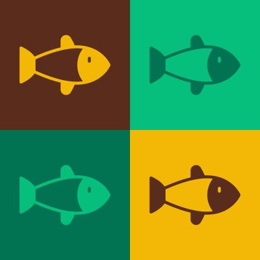 Pop Art Fish simgesi renk arkaplanında izole edilmiş. Vektör