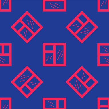 Kırmızı Pencere mavi arka planda izole edilmiş bir oda simgesi. Vektör