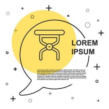Siyah çizgi kamp portatif sandalye simgesi beyaz arkaplanda izole edildi. Dinlen ve rahatla. Balık koltuğu. Rastgele dinamik şekiller. Vektör