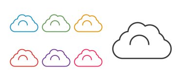 Beyaz arkaplanda bulutlu hava simgesini ayır. Simgeleri renklendirin. Vektör