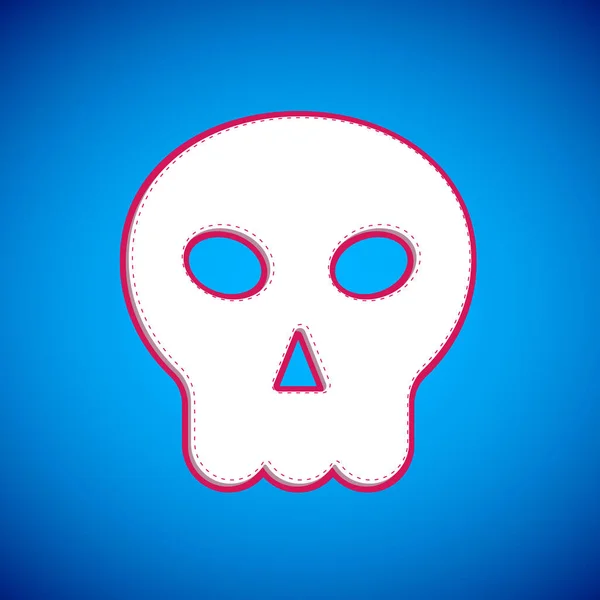 Icône Crâne Blanc Isolé Sur Fond Bleu Bonne Fête Halloween — Image vectorielle
