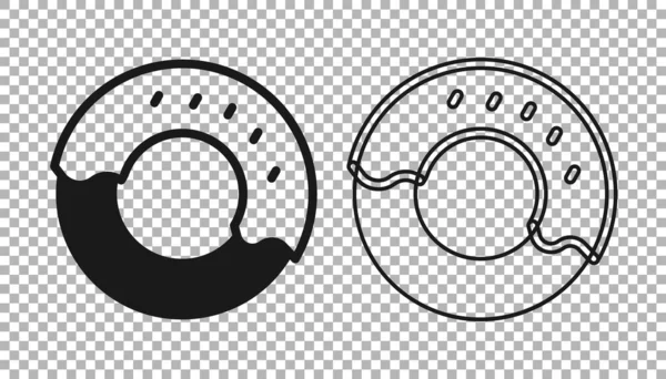 Donut Negro Con Icono Esmalte Dulce Aislado Sobre Fondo Transparente — Vector de stock