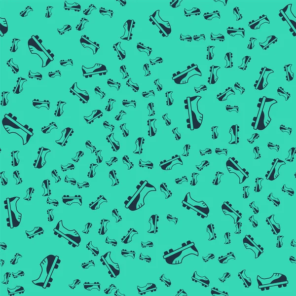 Siyah futbol ayakkabısı ikonu yeşil arka planda izole edilmiş pürüzsüz desen. Futbol ayakkabıları. Spor futbolu ayak koruması. Vektör