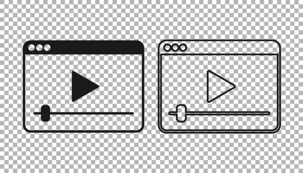 Negro Online Reproducir Icono Vídeo Aislado Sobre Fondo Transparente Película — Archivo Imágenes Vectoriales