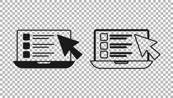 Negro Examen Línea Prueba Encuesta Lista Verificación Icono Aislado Sobre — Archivo Imágenes Vectoriales