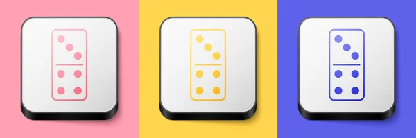 Isometrisches Domino Symbol Auf Rosa Gelben Und Blauen Hintergrund Quadratische — Stockvektor