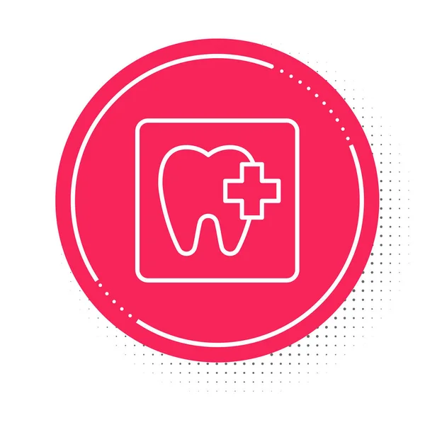 Línea Blanca Icono Ubicación Clínica Dental Aislado Sobre Fondo Blanco — Archivo Imágenes Vectoriales