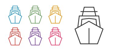 Yelkenli yelkenli ya da yelkenli ikonu beyaz arka planda izole edildi. Yelkenli deniz seyahati. Simgeleri renklendirin. Vektör