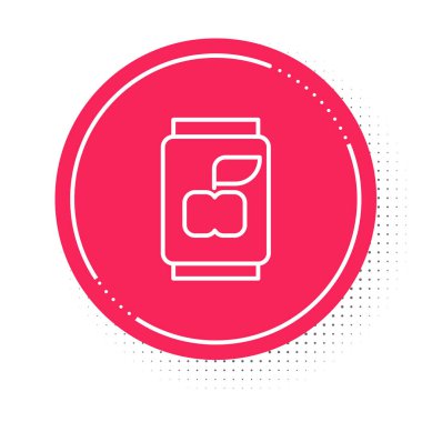 Beyaz çizgi Soda kutusu beyaz arkaplanda izole edilmiş. Kırmızı daire düğmesi. Vektör