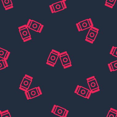 Kırmızı çizgi birası siyah arkaplanda izole edilmiş kusursuz desen oluşturabilir. Vektör