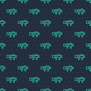 Yeşil çizgi keskin nişancı optik görüş ikonu mavi arkaplandaki kusursuz deseni izole etti. Keskin nişancı dürbünü. Vektör