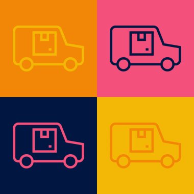 Pop Art Line Kargo Aracı ikonu renk arkaplanında izole edildi. Vektör