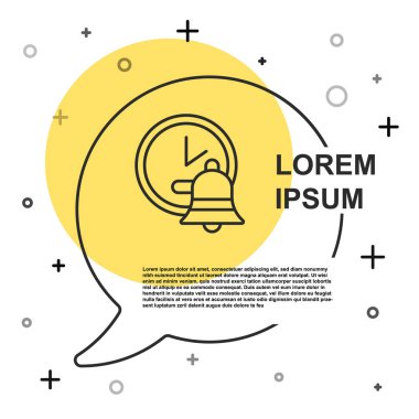 Siyah çizgi alarm saati simgesi beyaz arkaplanda izole edildi. Uyan, kalk konsepti. Zaman işareti. Rastgele dinamik şekiller. Vektör