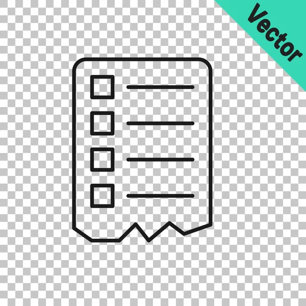 Schwarze Linie Einkaufsliste Symbol Isoliert Auf Transparentem Hintergrund Vektor — Stockvektor