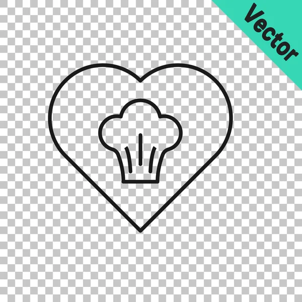Schwarze Linie Kochmütze Symbol Isoliert Auf Transparentem Hintergrund Kochendes Symbol — Stockvektor