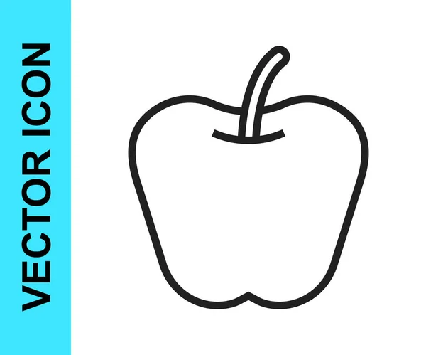 Fekete Vonal Apple Ikon Elszigetelt Fehér Háttérrel Túlsúly Egészséges Diétás — Stock Vector