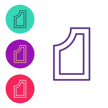 Çizgi dikiş şablonu simgesini beyaz arkaplanda izole et. Dikiş için işaretler. Simgeleri renklendirin. Vektör