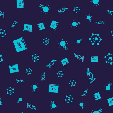 Tebeşir tahtası, molekül, yaratıcı lamba ışığı fikri ve mikroskobu kusursuz desene ayarlayın. Vektör