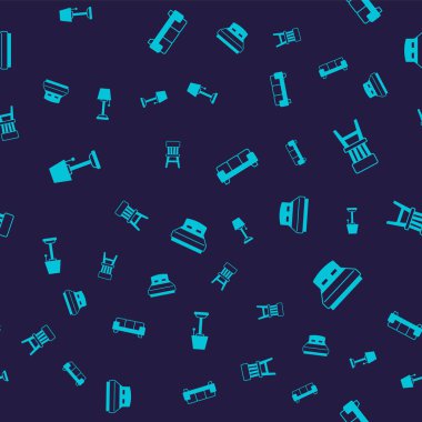 Döşeme lambasını, sandalyeyi, kanepeyi ve büyük yatağı pürüzsüz desenlere ayarlayın. Vektör