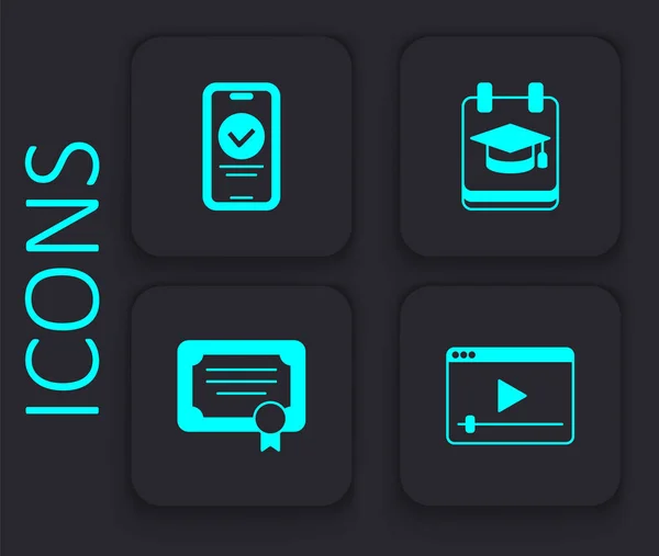 Установить Онлайн Воспроизведение Видео Викторина Тест Опрос Образование Сертификат Искушает — стоковый вектор