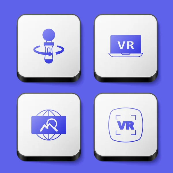 Set Controller Spiel Virtuelle Realität Weitwinkelbild Und Symbol Weiße Quadratische — Stockvektor