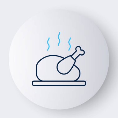 Beyaz arka planda izole edilmiş kızarmış hindi ya da tavuk ikonu. Renkli taslak konsepti. Vektör