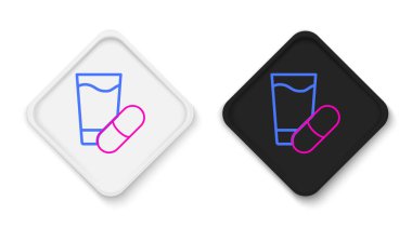 Beyaz arka planda izole edilmiş çizgi uyku hapı ikonu. Renkli taslak konsepti. Vektör