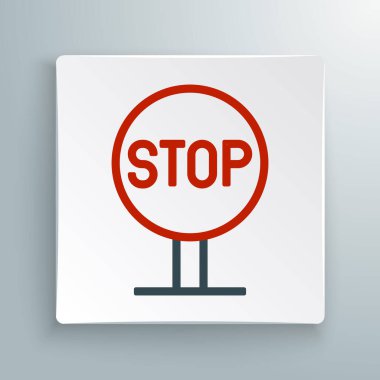 Çizgi Durağı simgesi beyaz arkaplanda izole edildi. Trafik yönetmeliklerine göre dur işareti. Renkli taslak konsepti. Vektör