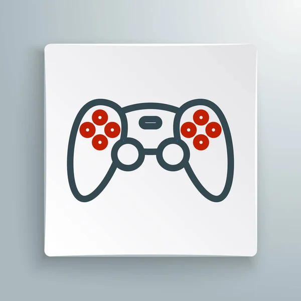 白の背景に隔離されたゲームコンソールアイコンのためのラインゲームコントローラまたはジョイスティック カラフルなアウトラインコンセプト ベクトル — ストックベクタ