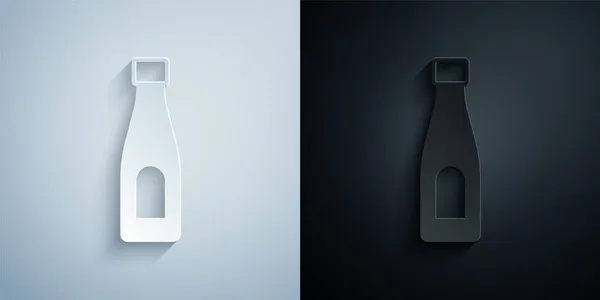在灰色和黑色背景上隔离的一盒瓶水图标 苏打水的标志 造纸艺术风格 — 图库矢量图片