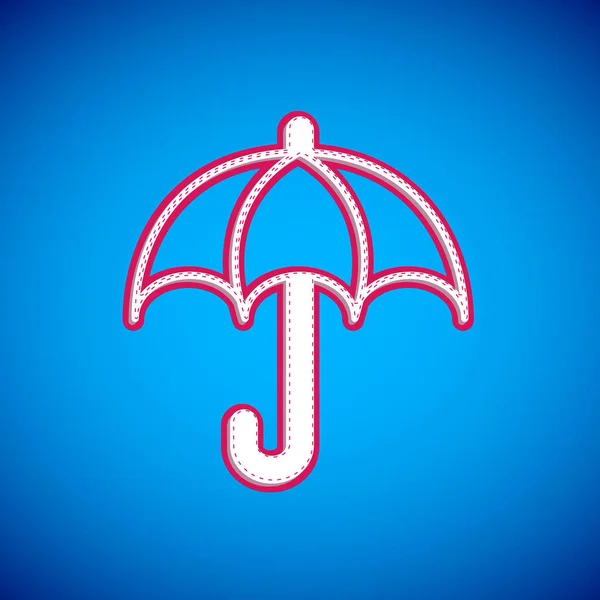 Witte Paraplu Pictogram Geïsoleerd Blauwe Achtergrond Verzekeringsconcept Waterdicht Icoon Bescherming — Stockvector