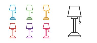 Satır lamba simgesini beyaz arkaplanda izole et. Simgeleri renklendirin. Vektör