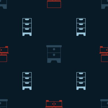 Televizyon sehpası, mobilya sehpası ve çekmeceleri pürüzsüz bir şablona ayarla. Vektör