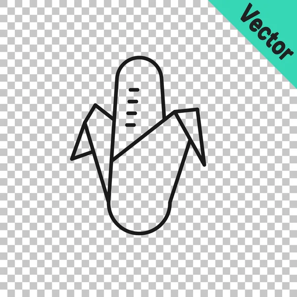 Şeffaf arkaplanda siyah çizgi mısır simgesi izole edildi. Vektör