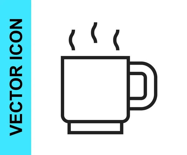 Línea Negra Icono Taza Café Aislado Sobre Fondo Blanco Taza — Vector de stock