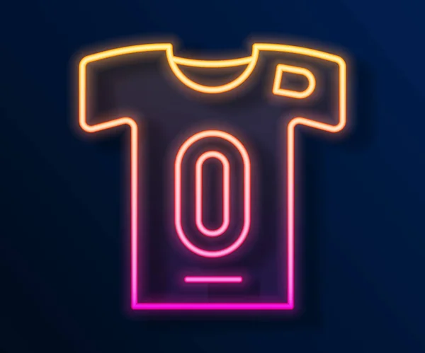 Linha Néon Brilhante Camisola Futebol Ícone Shirt Isolado Fundo Preto — Vetor de Stock