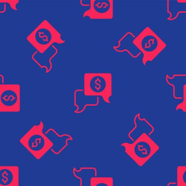 Kırmızı İş Müzakereleri ikonu mavi arka planda izole edilmiş kusursuz desen. Takım çalışması. İş yönetimi ekip çalışması toplantısı ve beyin fırtınası. Vektör