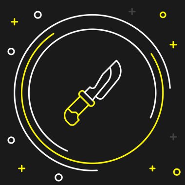 Çizgi Bıçak simgesi siyah arkaplanda izole edildi. Çatal bıçak sembolü. Renkli taslak konsepti. Vektör