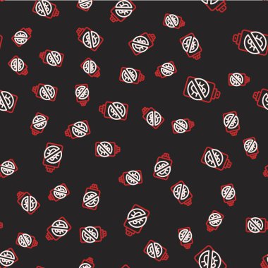 Böcek ikonuna karşı çizgi spreyi siyah arkaplanda izole edilmiş pürüzsüz desen. Vektör