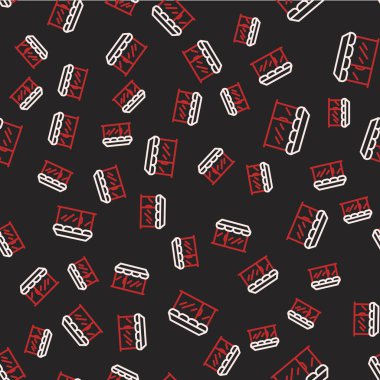 Çizgi Alışveriş binası ya da market simgesi siyah arka planda izole edilmiş. Dükkan inşaatı. Vektör