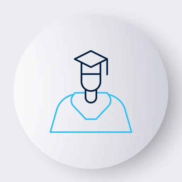 Line Graduate and graduation cap icon isolated on white background. Colorful outline concept. Vector — Stock Vector