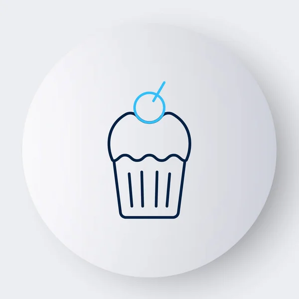 Línea Muffin icono aislado sobre fondo blanco. Concepto de esquema colorido. Vector — Vector de stock