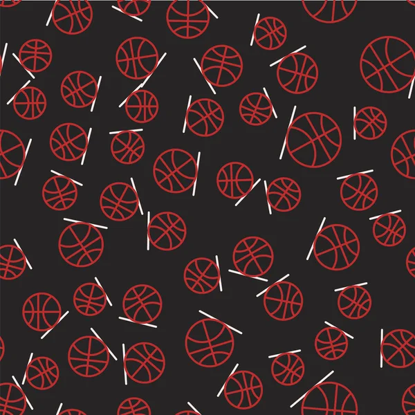 Linie Basketball Ball Symbol isoliert nahtlose Muster auf schwarzem Hintergrund. Sport-Symbol. Vektor — Stockvektor