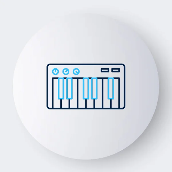 Icono sintetizador Line Music aislado sobre fondo blanco. Piano electrónico. Concepto de esquema colorido. Vector — Vector de stock