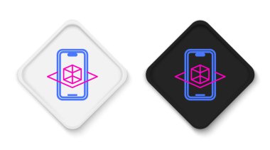 Satır 3d modelleme simgesi beyaz arkaplanda izole edildi. Artırılmış gerçeklik mi yoksa sanal gerçeklik mi? Renkli taslak konsepti. Vektör